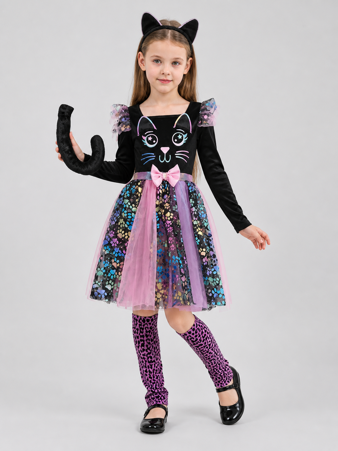 Children's Cat Carnival Dress with Ears and Tail Costume Dresses detail 2