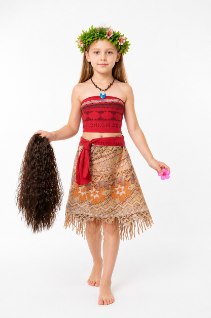 Moana Costume with Wig and Necklace for Parties Costume Wigs detail 2