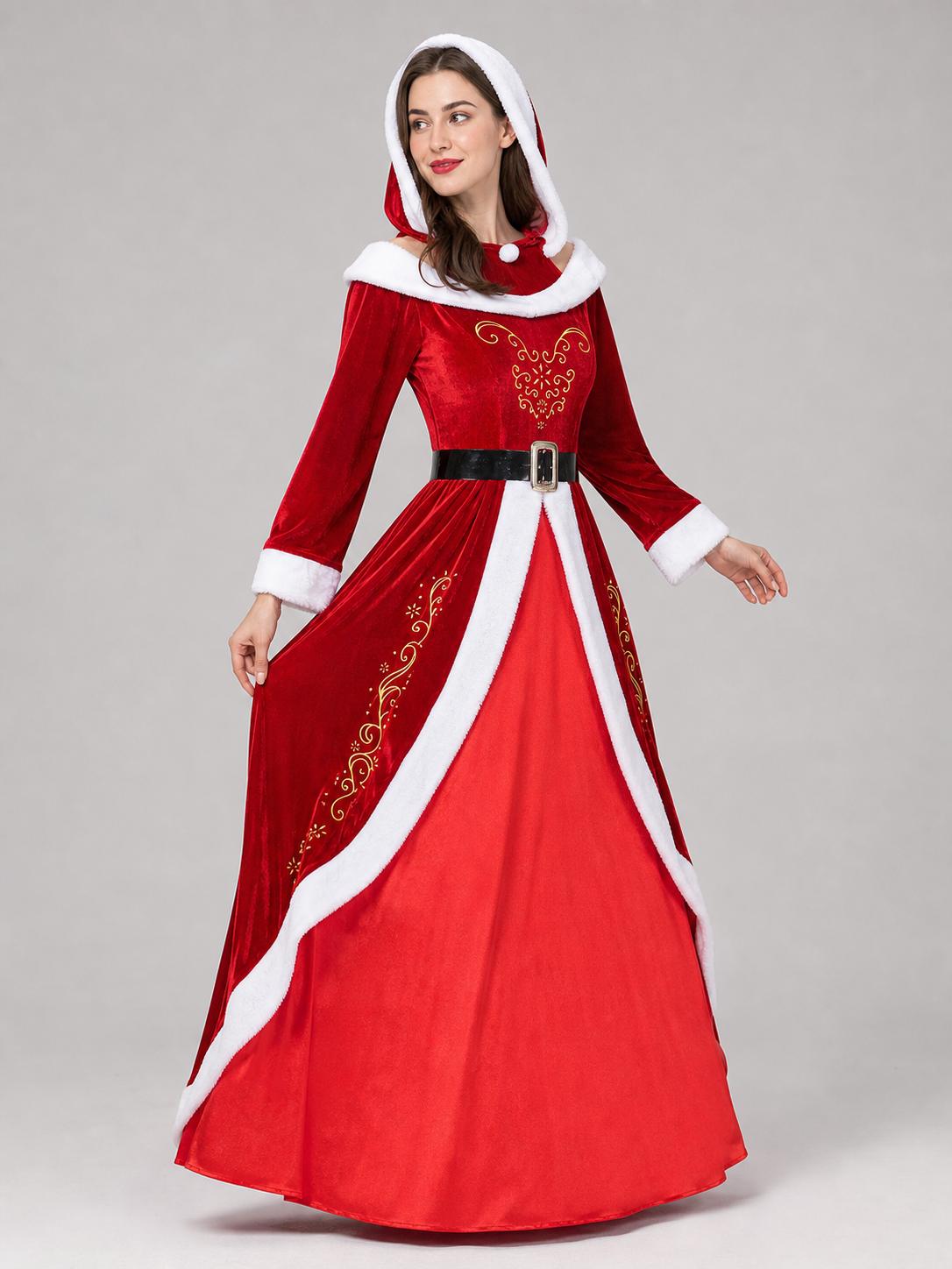 Red and White Christmas Character Costume with Hat