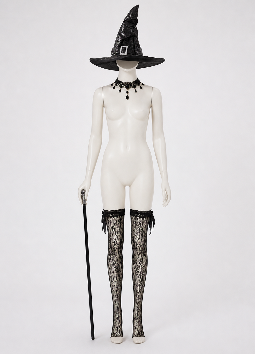 Gothic Costume with Hat, Cane, and Accessories Costume Headwear detail 2