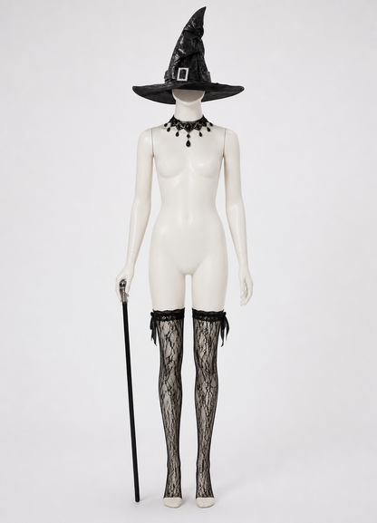 Gothic Costume with Hat, Cane, and Accessories Costume Headwear detail 2