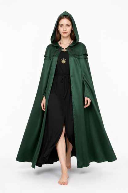 Hooded Cape with Double Closure and Pendant Costume Capes detail 2