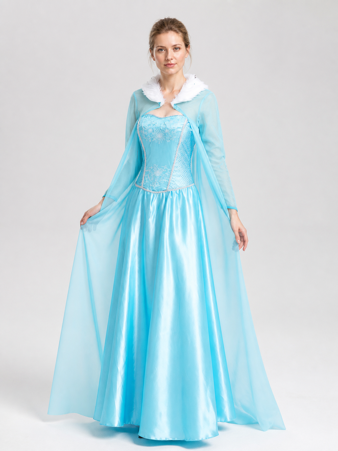 Carnival Dress with Cape and Embroidery, Blue Costume Dresses detail 2