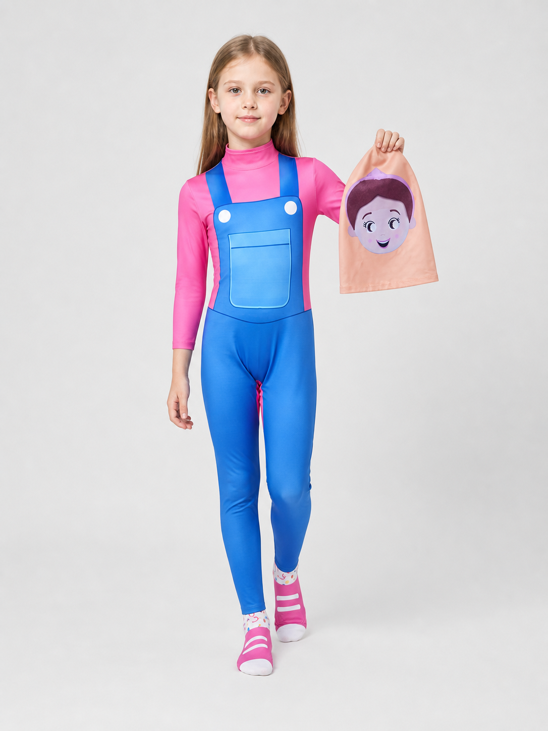 Ms. Rachel Cosplay Costume, Pink and Blue Jumpsuit Costumes detail 2