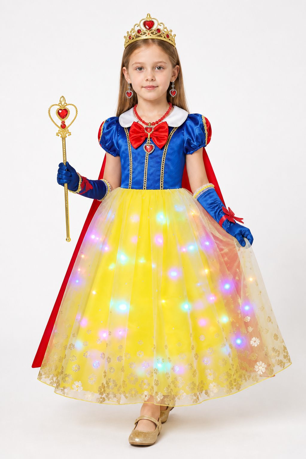 LED Princess Dress with Crown and Cape for Parties Costume Dresses detail 2