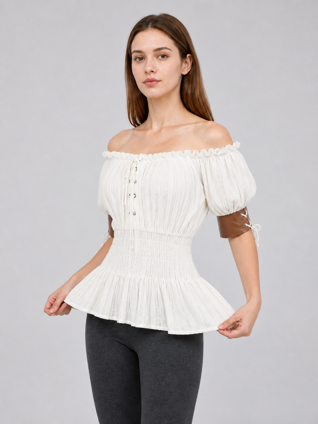 Off-the-Shoulder Blouse with Puff Sleeves
