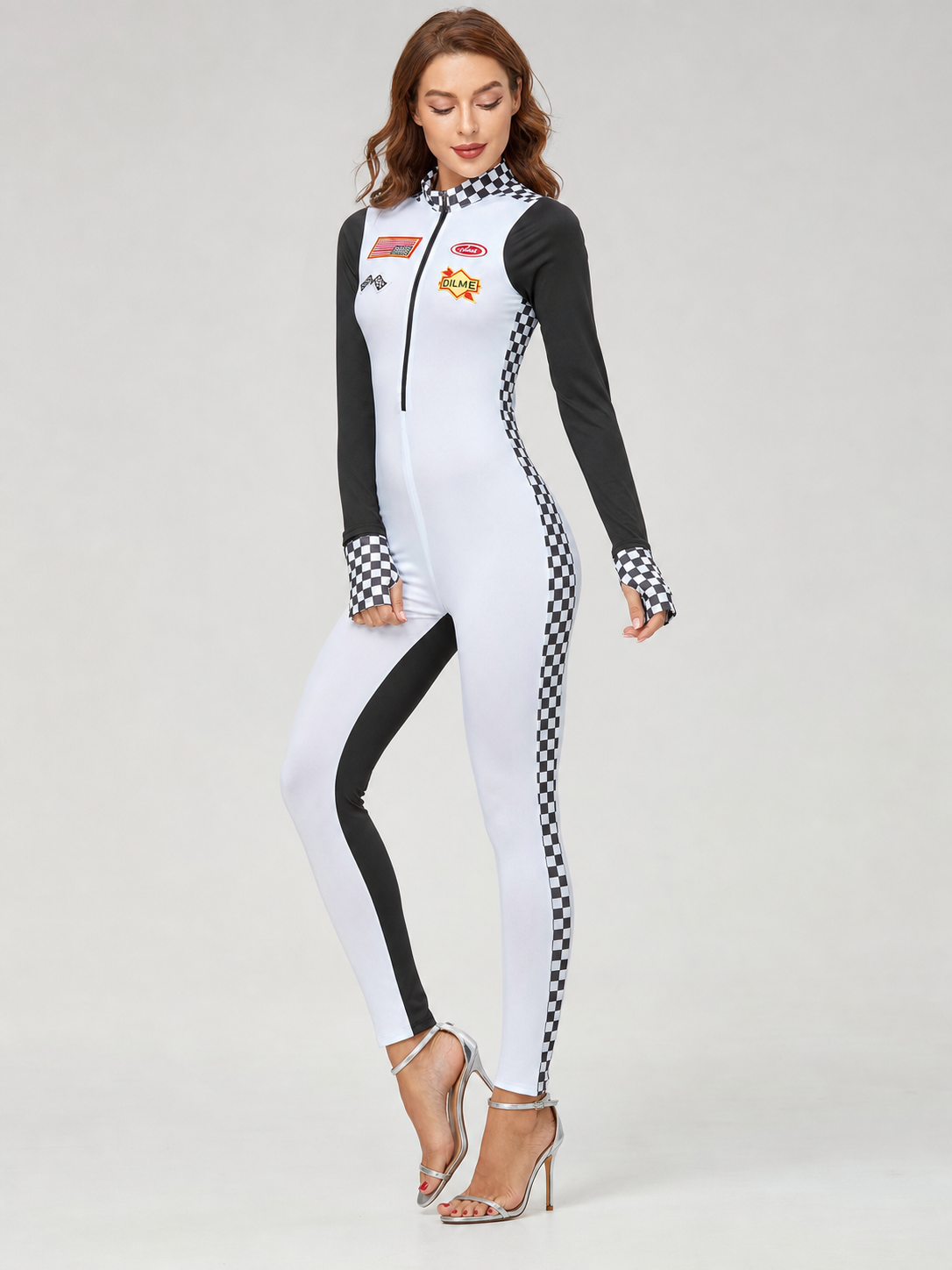 Racing Jumpsuit with Collar and Zipper product detail