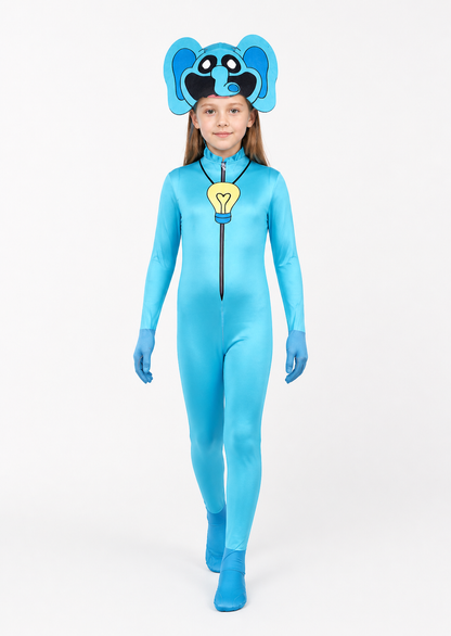Blue Beast Costume from Poppy Playtime with Ears and a Light Bulb Costumes detail 2