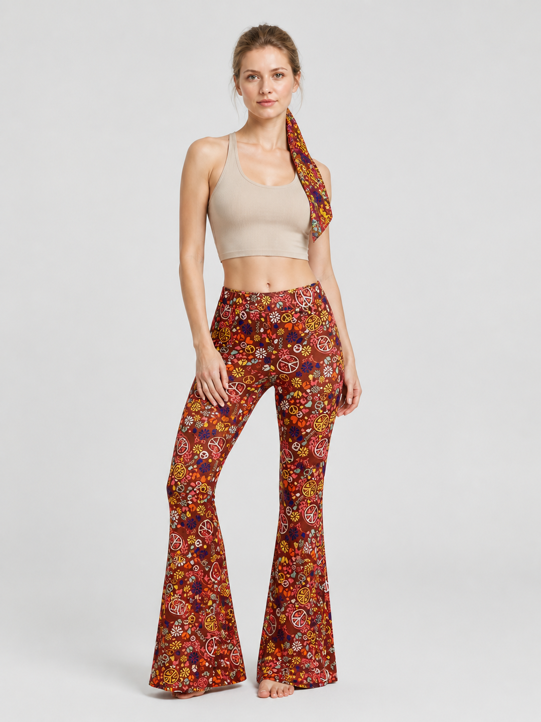 Printed Flare-Leg Pants with Headscarf, High Waist product detail 2