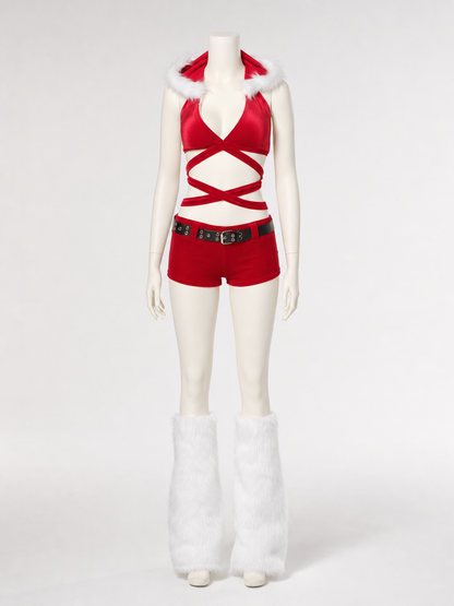 New Year's Costume with Top and Shorts, Red and White Costumes detail