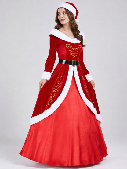 Red and White Christmas Character Costume with Hat