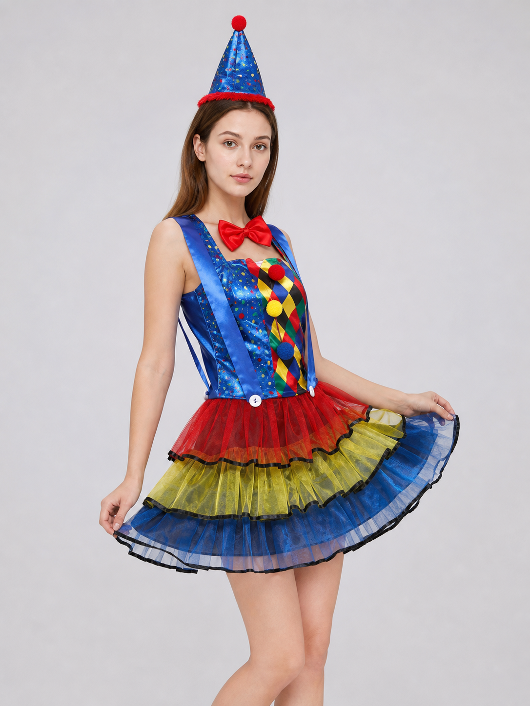 Clown Costume with a Full Skirt and Hat