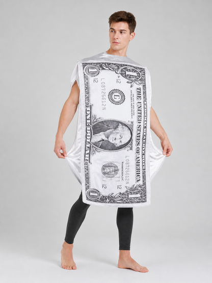 Carnival Costume Tunic with Dollar Bill Print