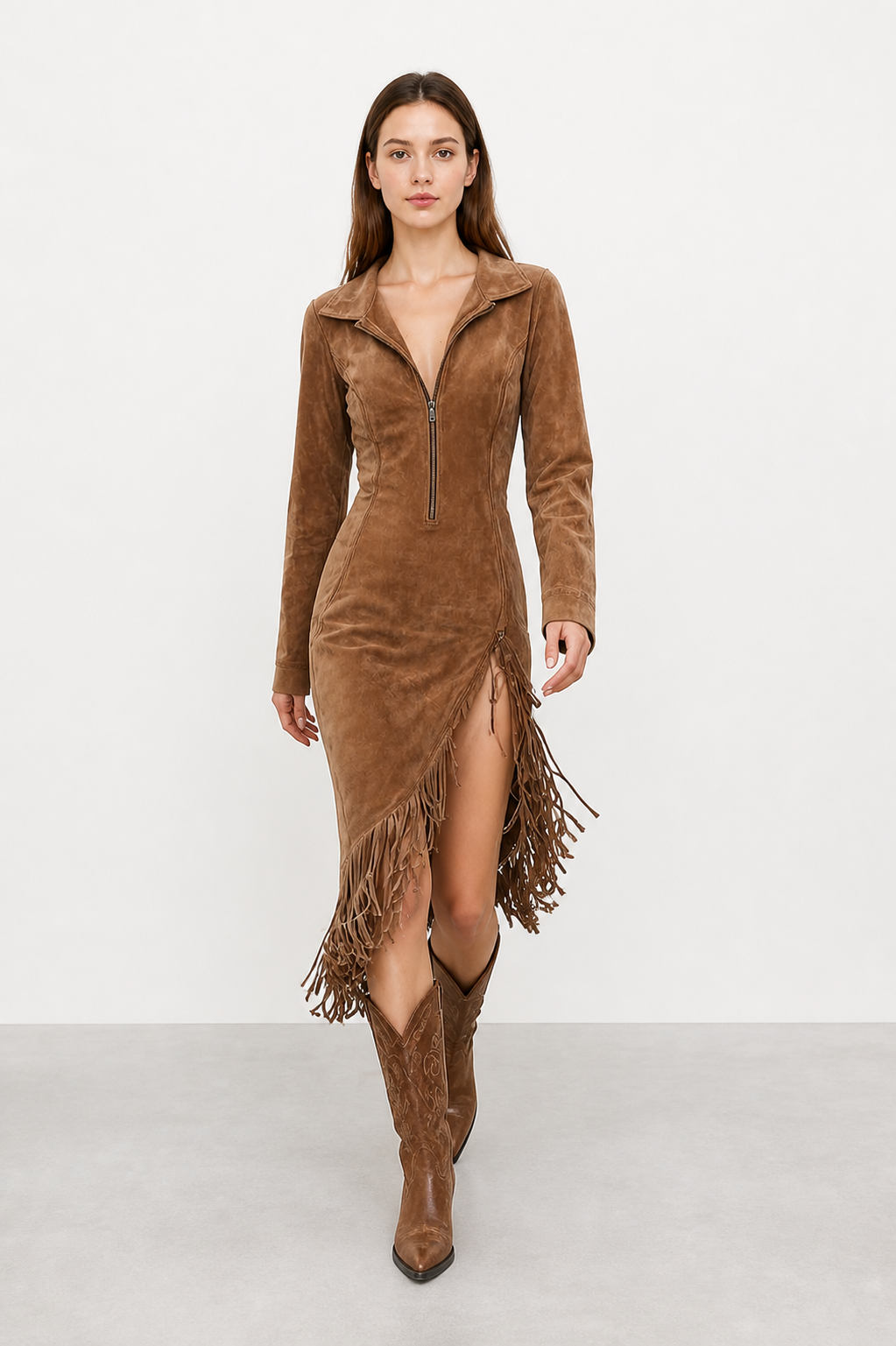 Long-Sleeve Dress with Collar and Fringe Costume Dresses detail 3
