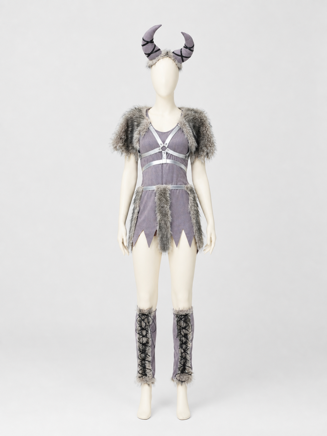 Halloween Viking Costume with Horns and Fur Costumes detail