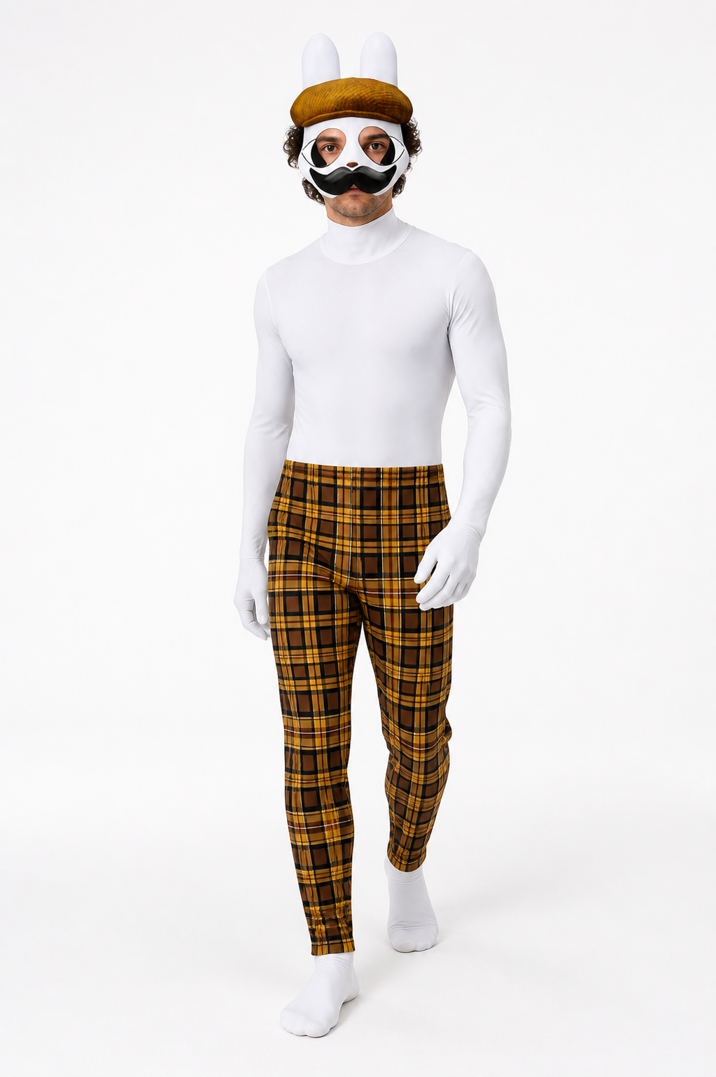 Rabbit Costume with Mask and Plaid Jumpsuit Costume Masks detail 2