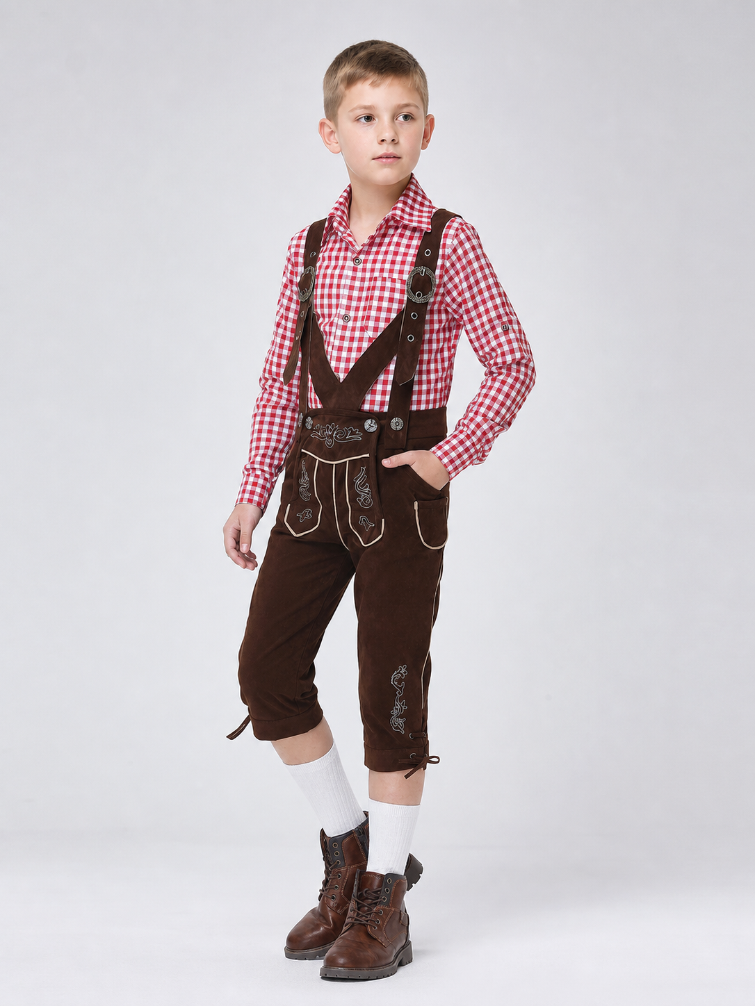 Folk-Style Costume: Plaid Shirt and Pants