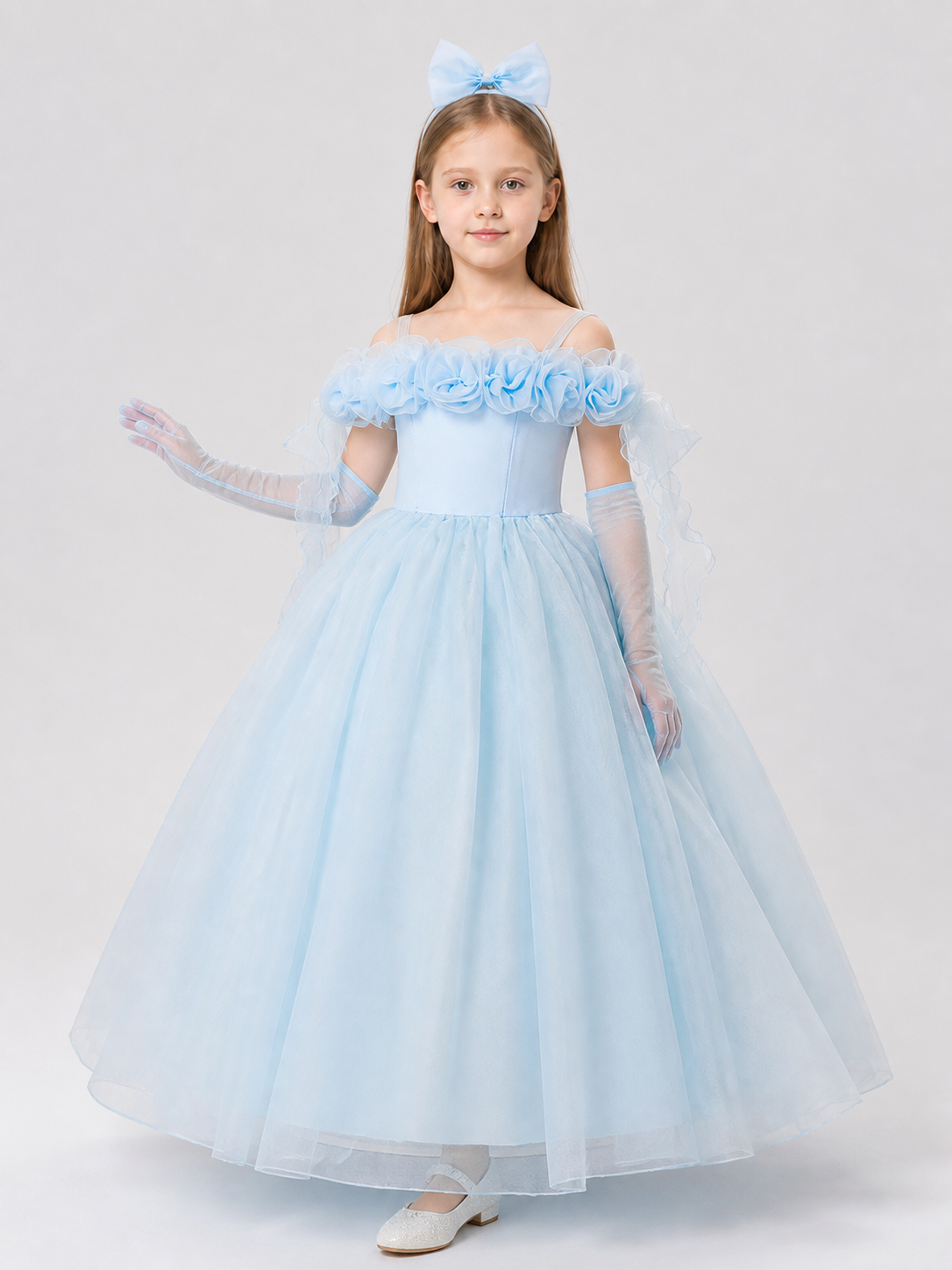 Tutu Dress with Floral Decorations for Performances Costume Dresses detail 2