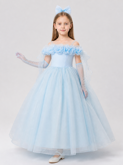 Tutu Dress with Floral Decorations for Performances Costume Dresses detail 2