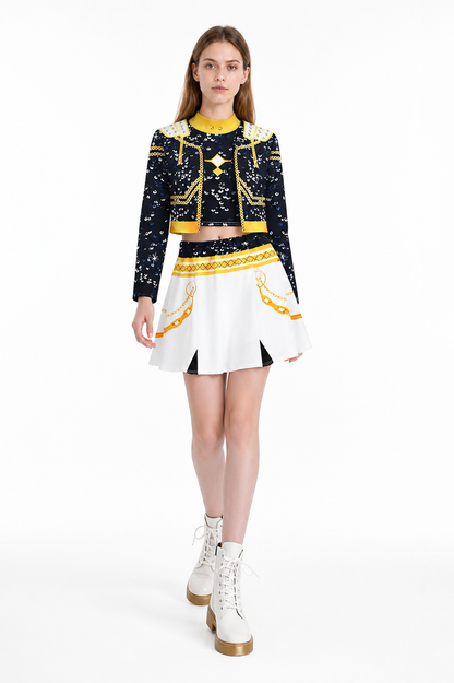 Children's Dark Blue Stage Costume with Jacket and Skirt Costumes detail 2