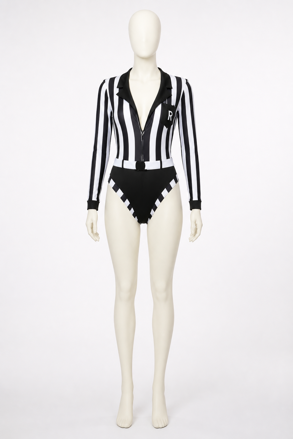 Striped Referee Jumpsuit with High Slit product detail 2