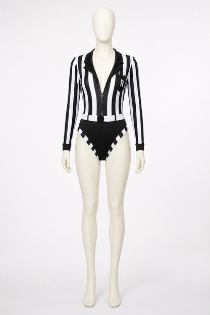 Striped Referee Jumpsuit with High Slit product detail 2