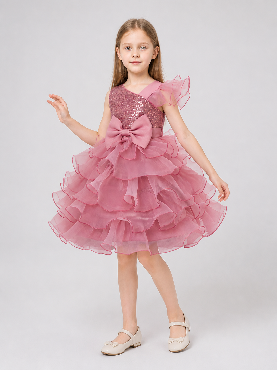 One-Shoulder Sequined Princess Dress for Performances Costume Dresses detail 2