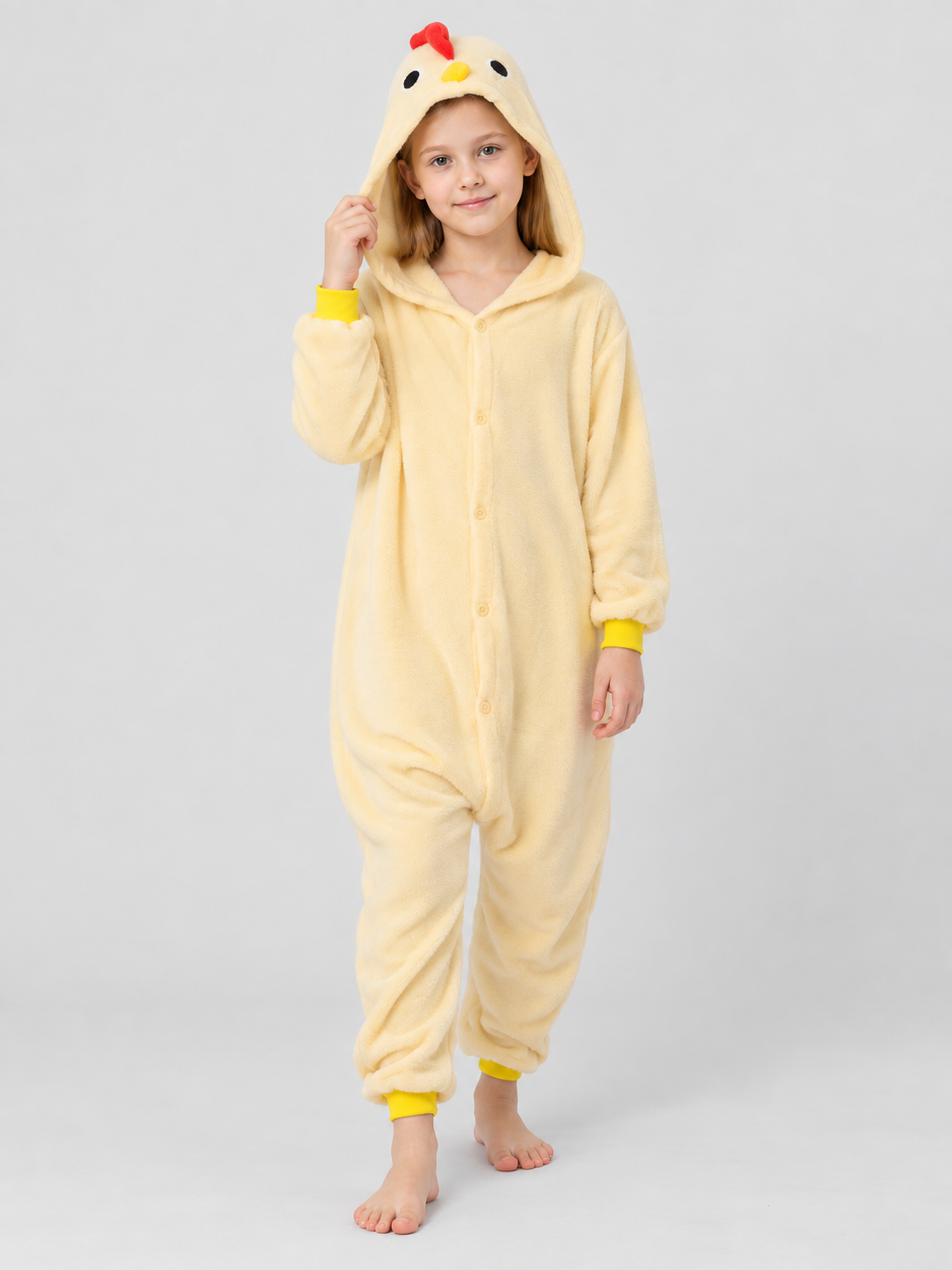 Hooded Pajama Jumpsuit with Chick Face