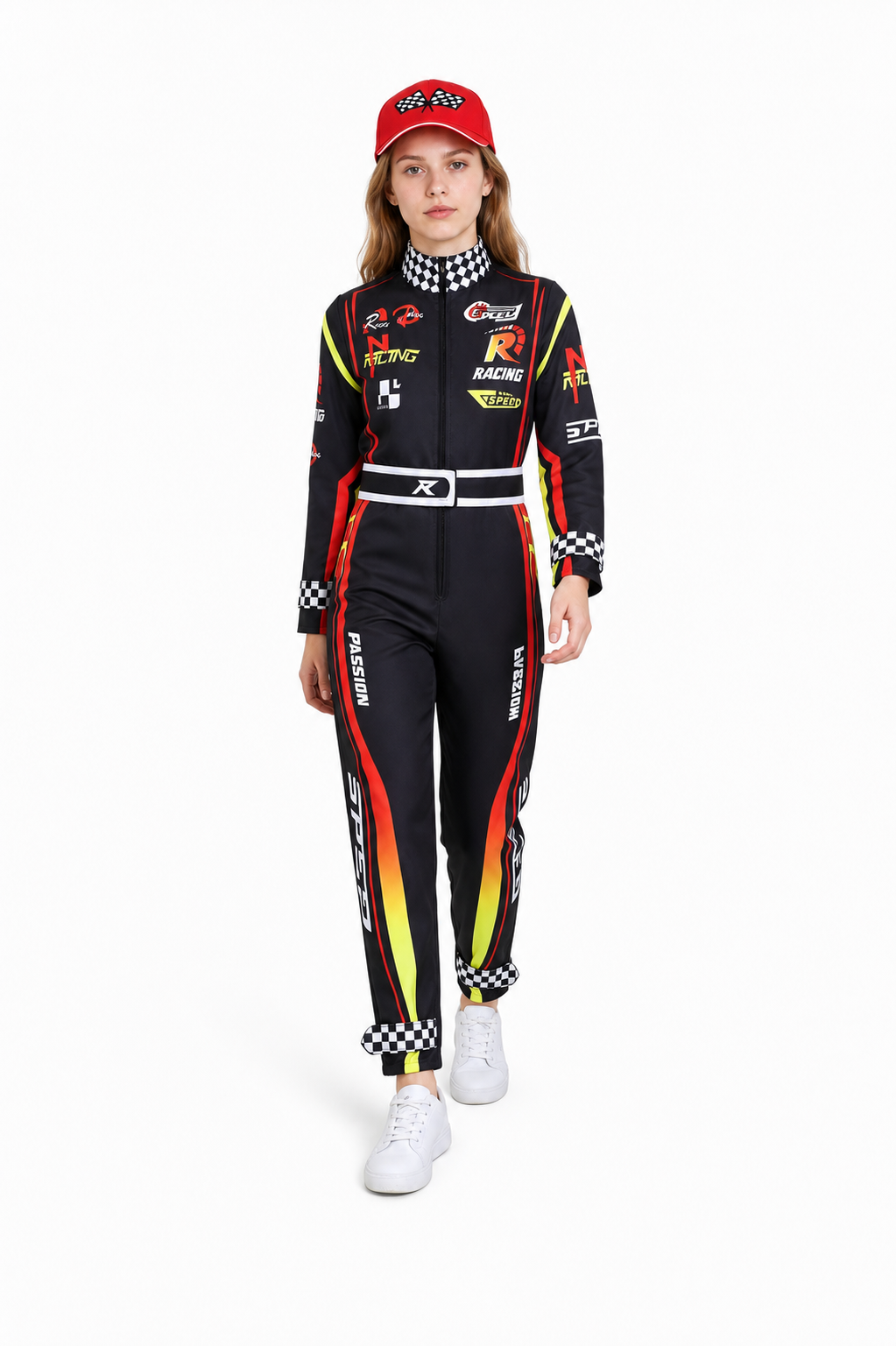Children's Karting Jumpsuit with Belt and Cap Costume Headwear detail 2