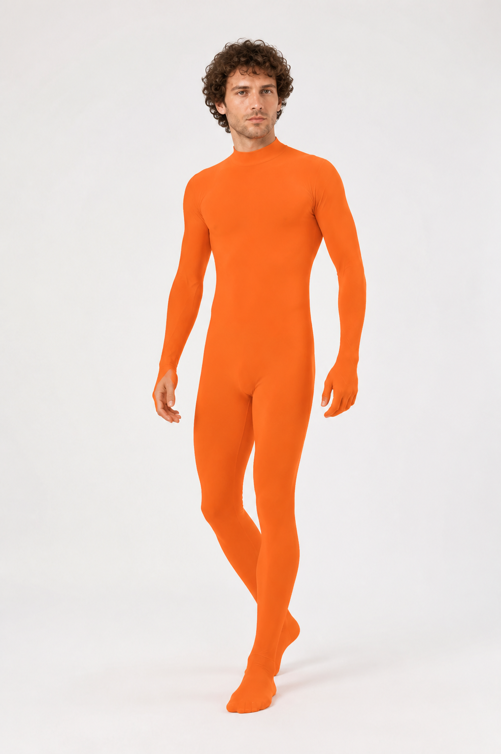 Orange Slim-Fit Zentai Jumpsuit with High Collar product detail 2