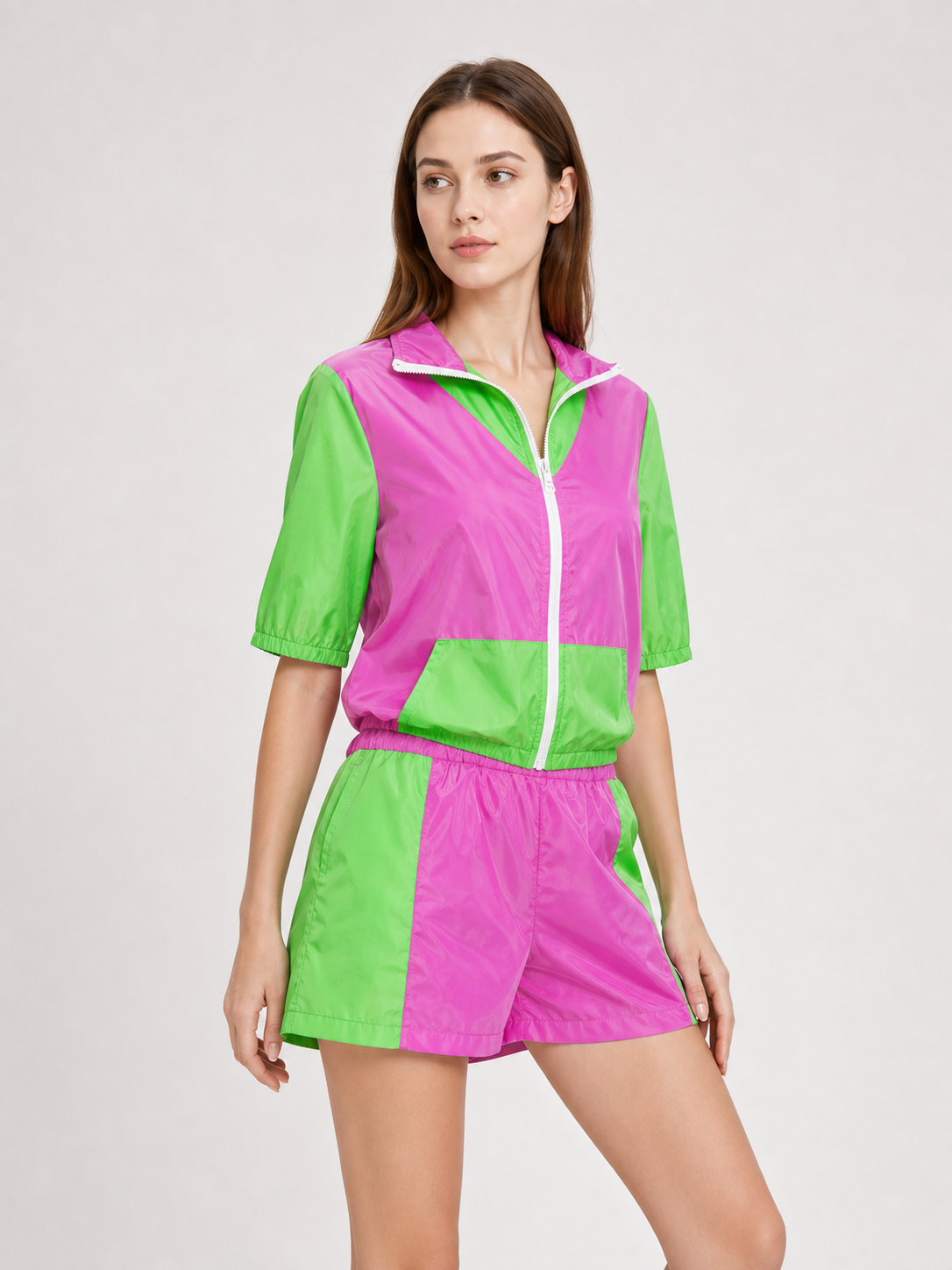 Sports Set with Shorts and Zip-Up Jacket