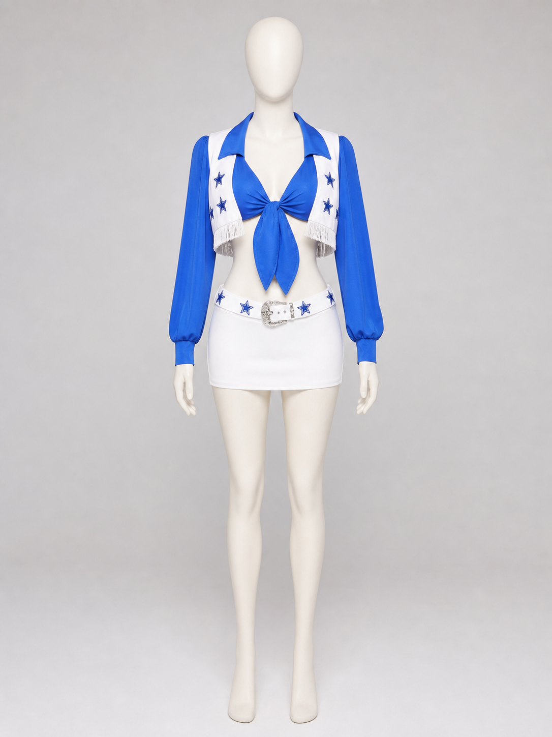 Blue and White Stage Costume with Fringe and Stars