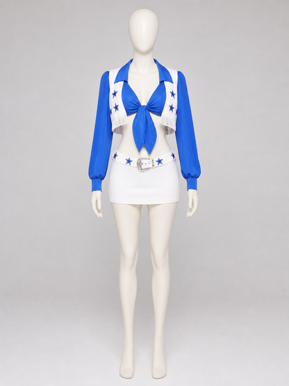 Blue and White Stage Costume with Fringe and Stars