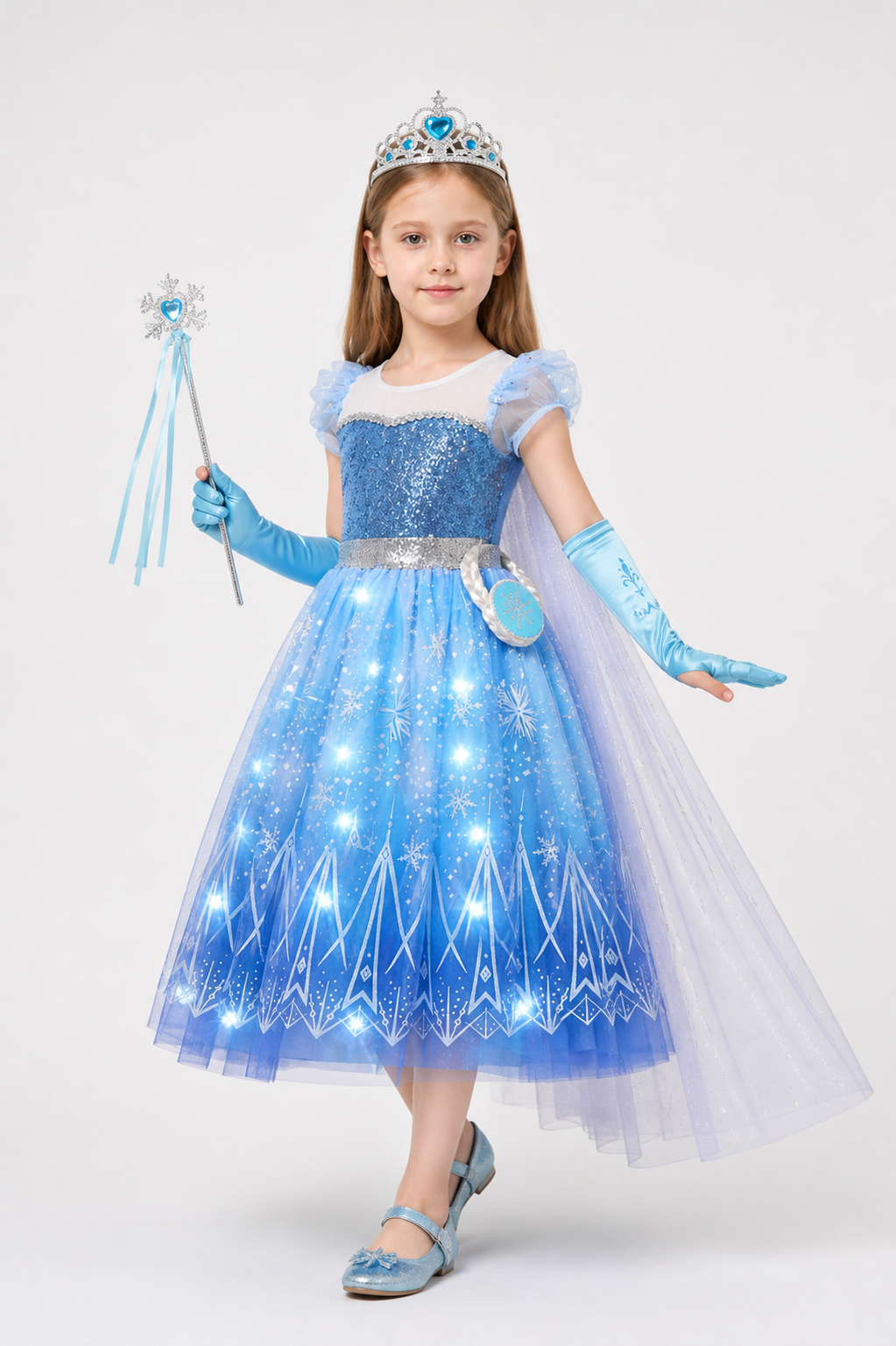 Light-Up Elsa Costume with Train and Snowflakes Costumes detail 2