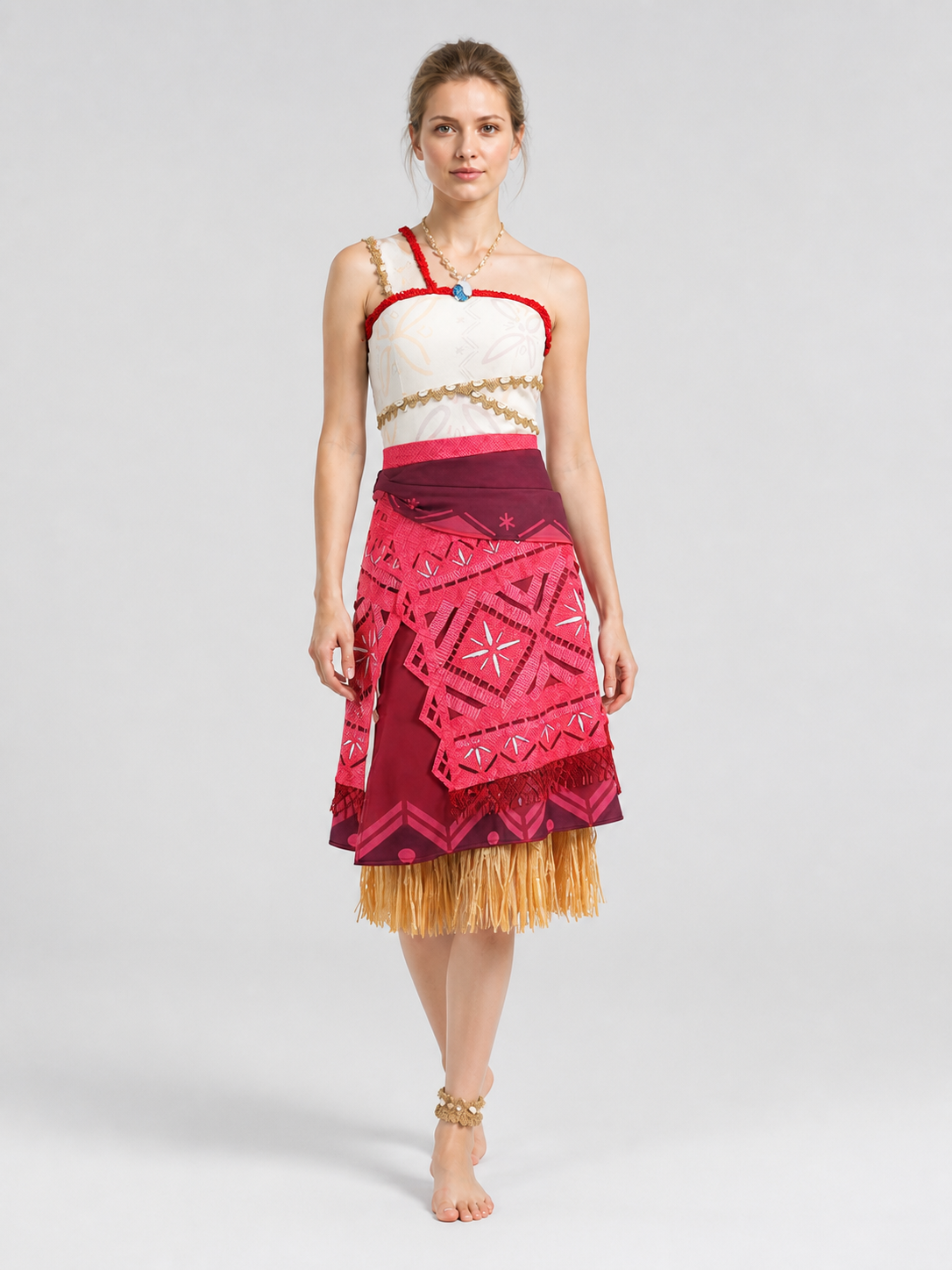 Moana Costume with Layered Skirt and Gold Fringe Costumes detail 2