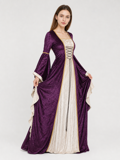 Medieval-Style Dress with Flared Sleeves