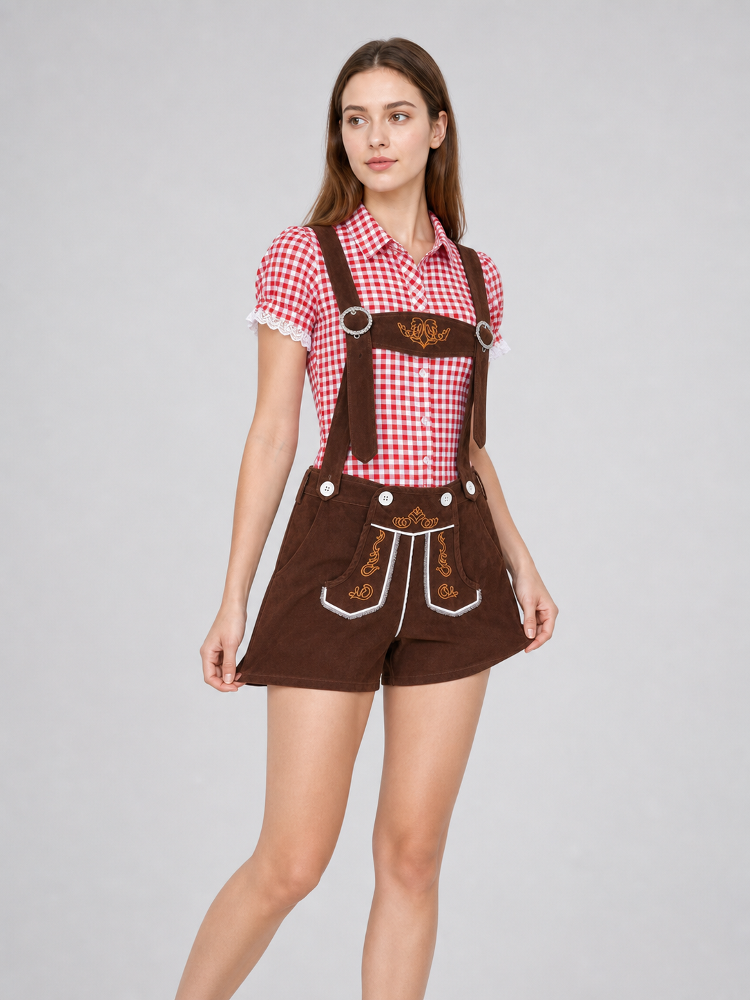 Folk-Style Costume: Plaid Shirt and Shorts