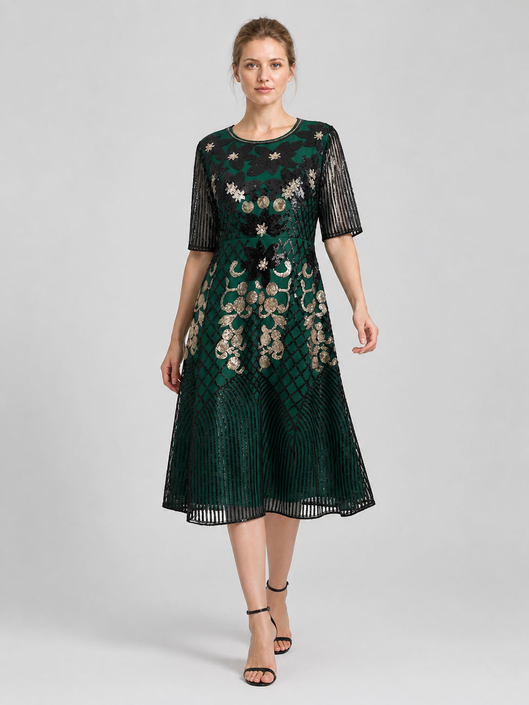 1920s-Style Sequin Dress with 3/4 Sleeves Costume Dresses detail 2