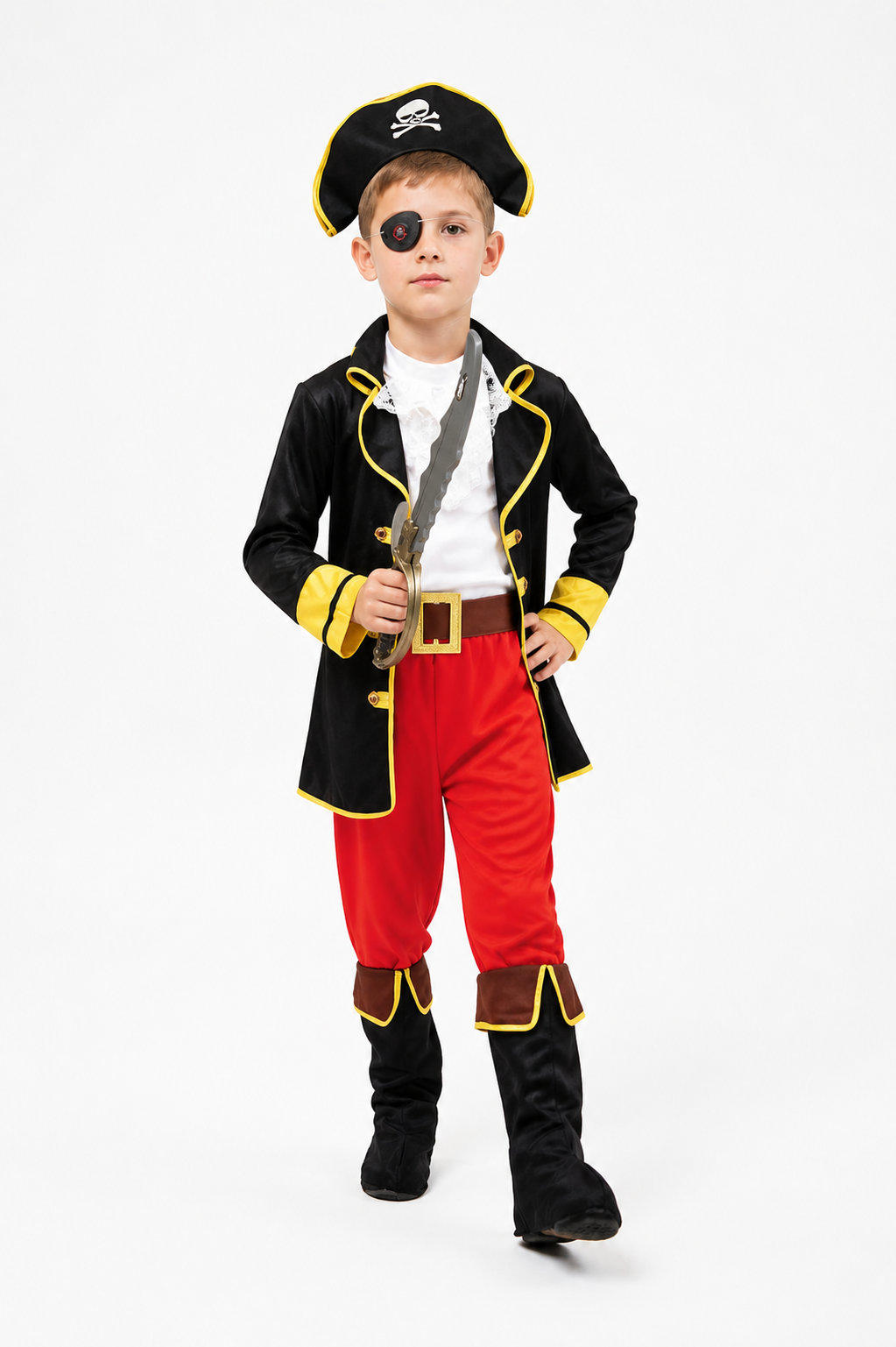 Children's pirate costume with hat and eye patch Costume Headwear detail 2