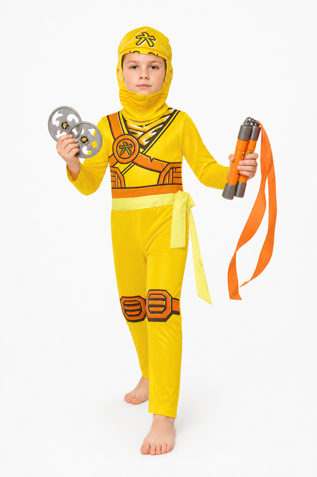 Yellow Ninja Jumpsuit for Cosplay with Print Costumes detail 2