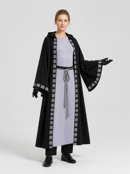 Wizard costume with hood and belt, black, M-XXL Costumes detail 2