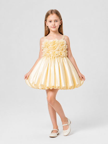 Girls' Tutu Dress with 3D Flowers, Champagne Costume Dresses detail 2