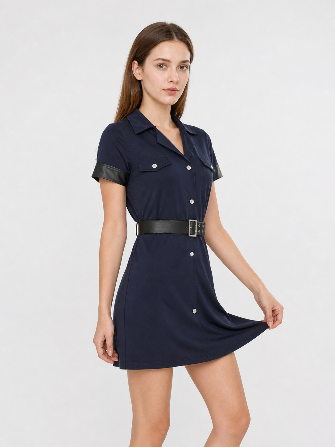 Police Uniform-Style Costume Dress with Cap