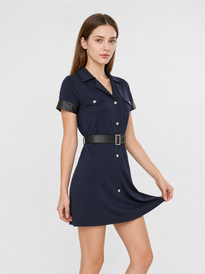 Police Uniform-Style Costume Dress with Cap