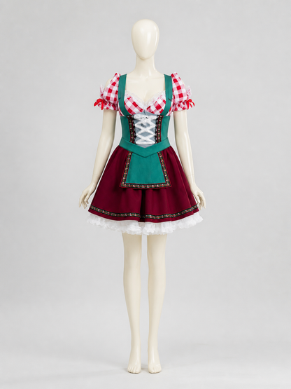 Ethnic maid costume with ruffles for Halloween S-XL Costumes detail