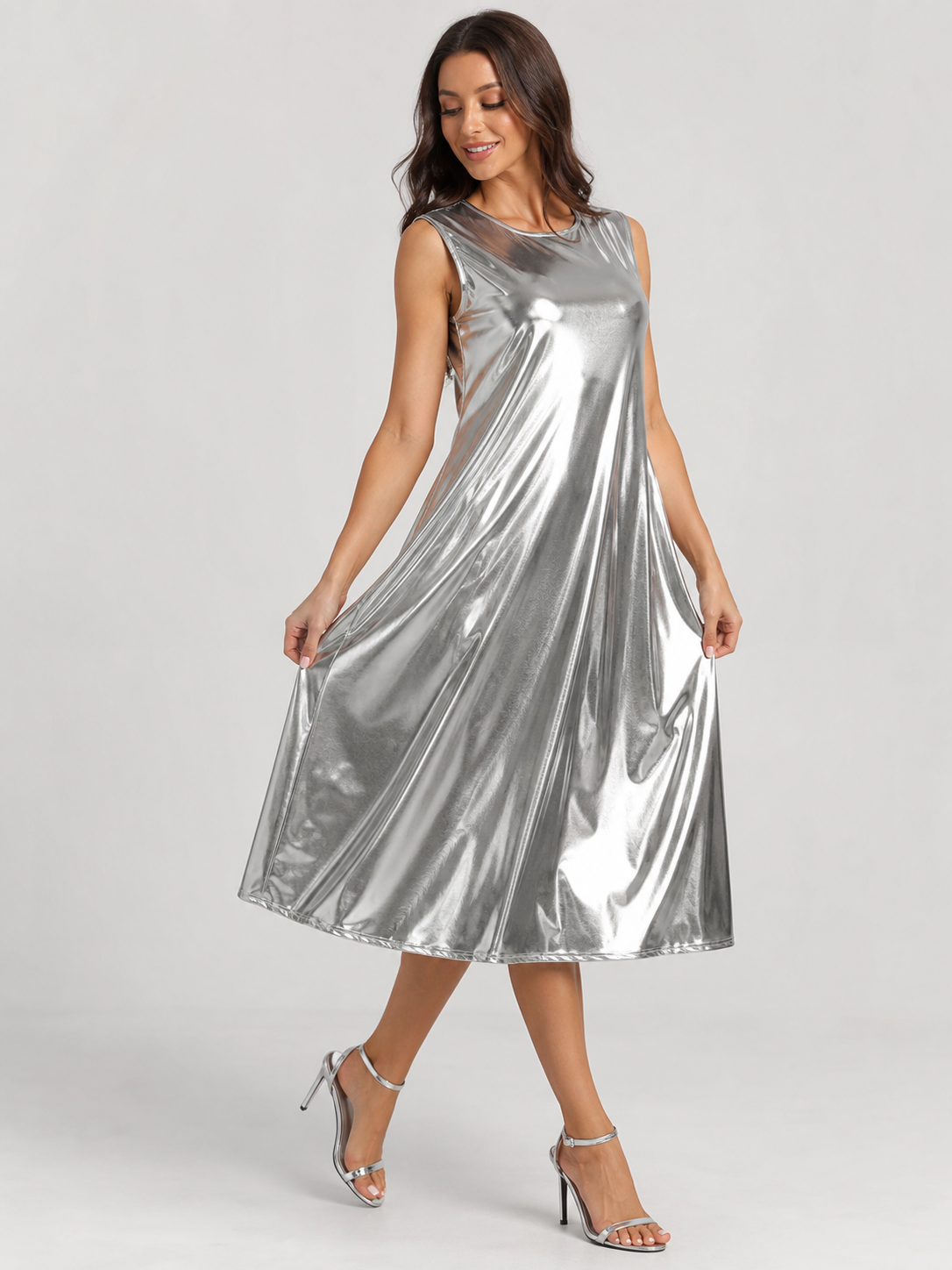 Silver Dress with Lace-Up Back Costume Dresses detail