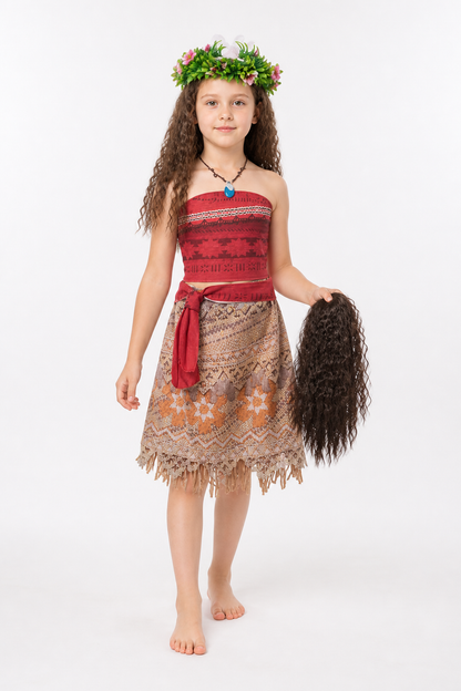 Moana Carnival Costume with Wig and Jewelry Costume Wigs detail 2