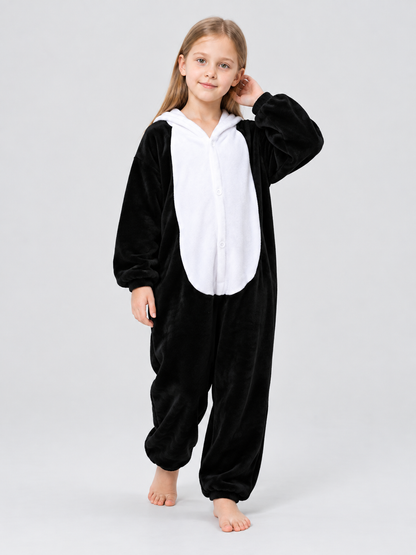 Kids' One-Piece Pajama with Black-and-White Cow Print