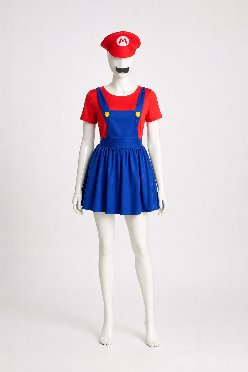 Children's Mario Costume with Hat and Mustache Costume Headwear detail 2