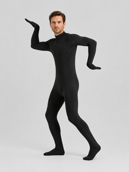 Black Hooded Bodysuit Costume with Gloves for Halloween Costumes detail 2